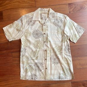 Tommy Bahama mens short sleeve button down floral striped silk camp shirt